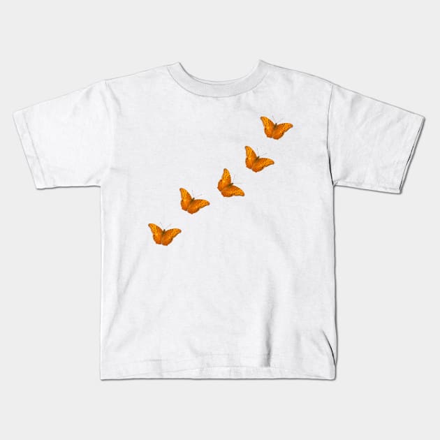 Beautiful butterflies on a textured white background Kids T-Shirt by hereswendy